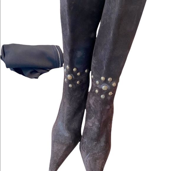 Vero Cuoio long suede heeled boots with zipper size 6.5 Heel: 4 inch - Picture 2 of 6